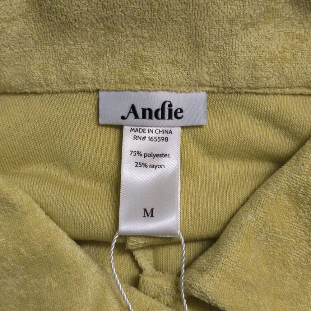 NWT Andie Cropped Button Up Honeysuckle Yellow Terry Resort Beach Shirt M - Picture 4 of 8